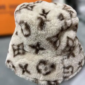 미사용품 퍼 버킷햇 베이지