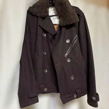 울 다크 브라운 더블 브레스트 피코트 manydope