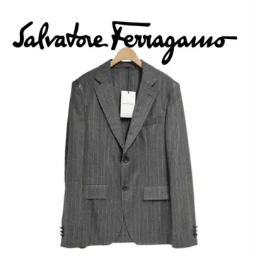 살바토레 페라가모 초크 스트라이프 자켓 그레이 44
