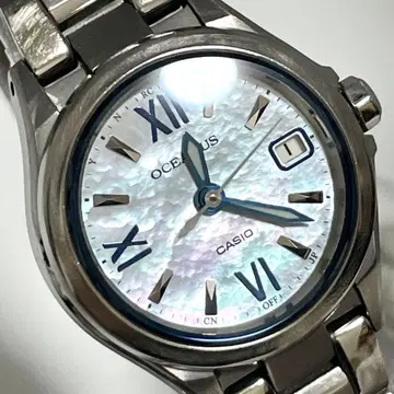 [ 작동 ] 카시오 오시아나스 쉘 다이얼 전파 솔라 날짜 손목시계