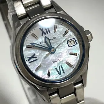 [ 작동 ] 카시오 오시아나스 쉘 다이얼 전파 솔라 날짜 손목시계