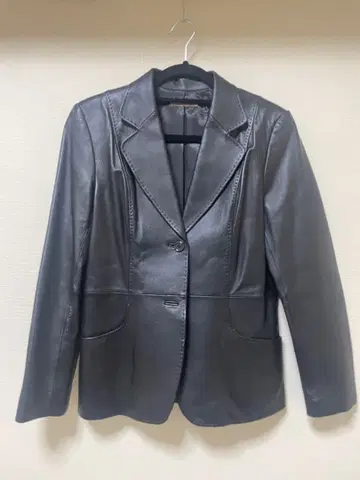 블랙 가죽 자켓 더블 버튼