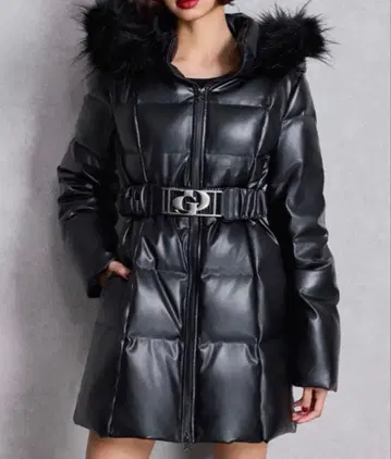 2025 GYDA 인조 가죽 롱 다운 코트 S 사이즈 벨트 포함