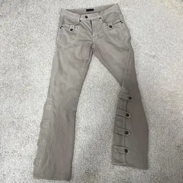 [레어] 모르간옴므 부츠컷 데님 빈티지 사이드 벨트 베이지