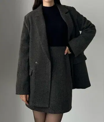 Louere 헤링본 테일러드 자켓 + 미니 스커트 SET 인팬 포함