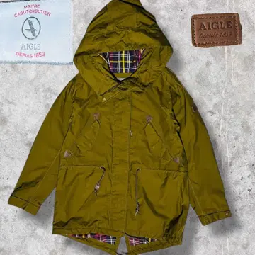 새상품급 AIGLE 에이글 마운틴 후드티 M 올리브 체크