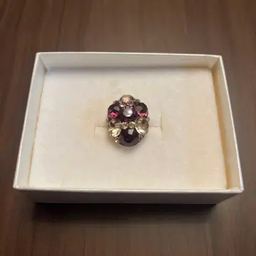 꽃 모양 보라색 스톤 반지