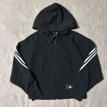 아디다스 지퍼 후드티 숏 기장 블랙 여성용