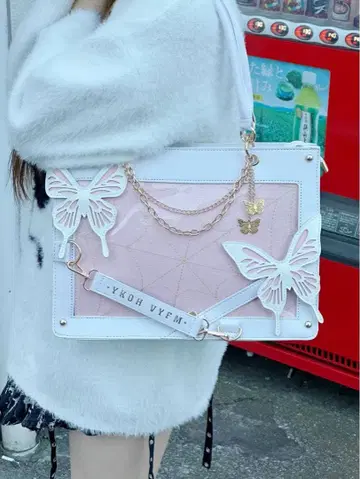 화이트 나비와 거미줄 이타백 토트백