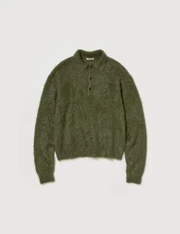 BRUSHED SUPER KID MOHAIR KNIT POLO
