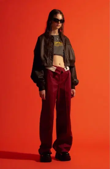 SLY 비대칭 벨트 슬랙스 하이웨스트 팬츠