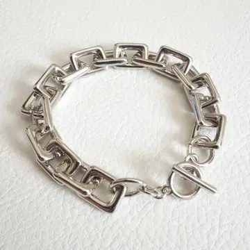 [컨디션 최상] LOHME 로옴 실버 계열 스퀘어 체인 팔찌 여성용