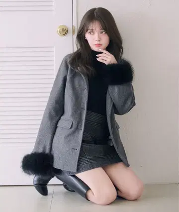 소매 퍼 미들 기장 스텐카라 코트