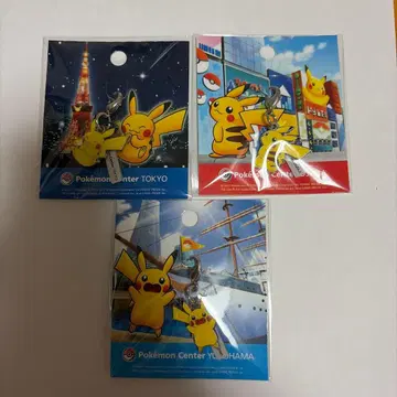 피카츄 메탈 참 포켓몬 센터 도쿄 오사카 요코하마 한정판 3개 세트