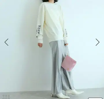 니트 로고 자카드 롱 T