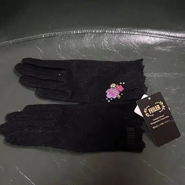 FEILER 블랙 장갑 꽃무늬 자수 택 포함 새상품