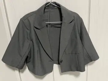 숏 테일러드 자켓(숏 기장)/벨트 턱 와이드 팬츠 그레이