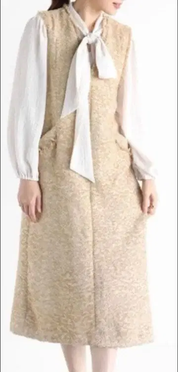 VIN 베이지 점퍼 스커트 원피스