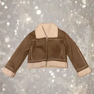 브라운 무스탕 코트 숏 기장