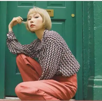 henteco pop 기하학 패턴 긴팔 셔츠 아사기니뇨