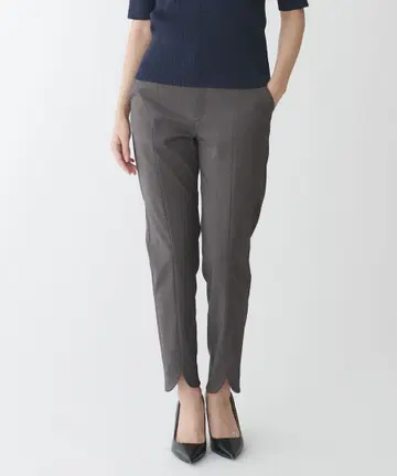 베아트리스 라운드 슬릿 테이퍼드 팬츠 슬림 핏 슬랙스 그레이