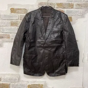 새상품급 소가죽 짙은 브라운 가죽 싱글 브레스 자켓 L L