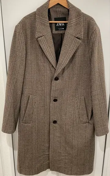 ZARA / 자라 체스터 코트 브라운 계열 체크 무늬