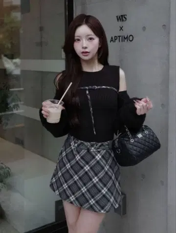 Darich 도킹 미들 허리 니트 미니 원피스