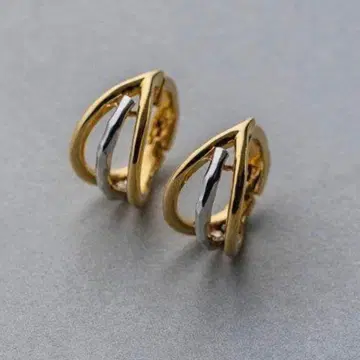 한쪽 귀 ete 더블 라인 바이컬러 허그 귀찌