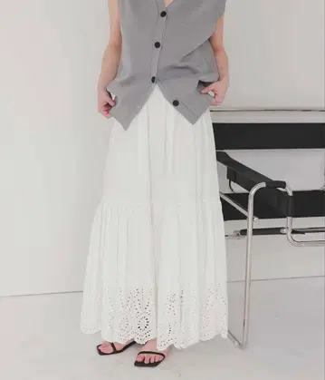 titivate 자수 레이스 개더 스커트