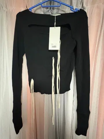 andmary libon silk knit tops BLK