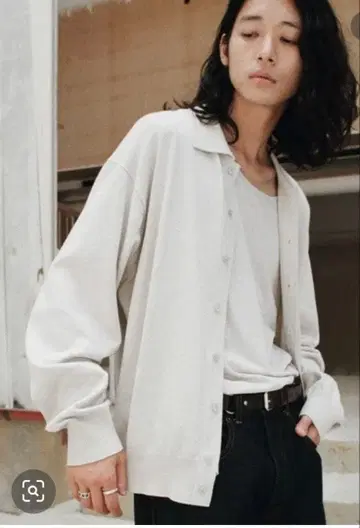 T/C 베이직 니트 셔츠 가디건 라이트 그레이