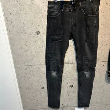 스키니 데님 블랙 데미지 가공