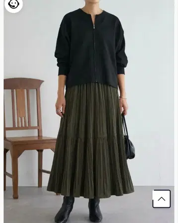 모스그린 플리츠 스커트 플레어 실루엣 M