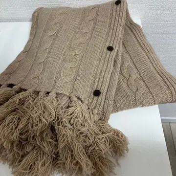 Aquascutum 케이블 짜임 머플러 베이지 버튼 무릎담요 대형