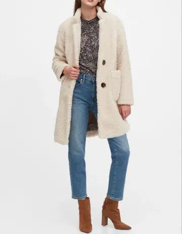 BANANA REPUBLIC 보아 소재 크림색 롱 코트