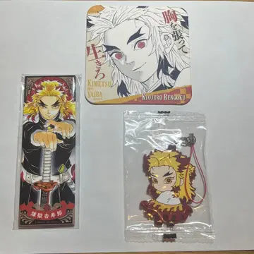 귀멸의 칼날 렌고쿠 쿄쥬로 캔 배지 코스터 캡슐 토이 러버 키링