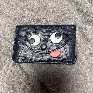 안야 힌드마치 얼굴 디자인 네이비 카드 케이스