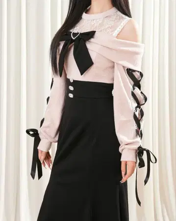 엘레강트한 일본풍 오프숄더 긴팔 드레스 M 사이즈