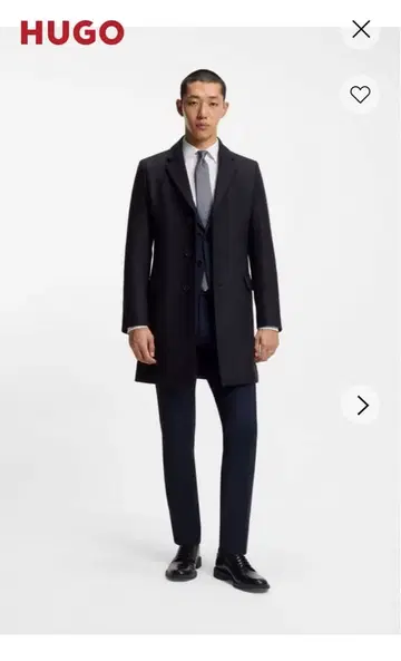 HUGO/다크 블루/슬림핏 코트 울 블렌드 캐시미어 함유