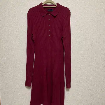 [ 미사용 ] GAP 버건디 리브 니트 원피스 S