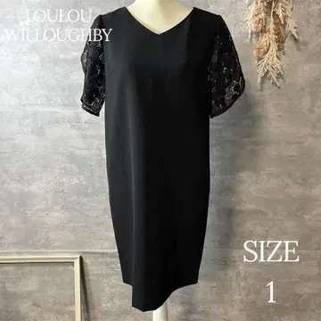 룰루윌비 레이스 소매 V넥 원피스 포멀 블랙 1 사이즈