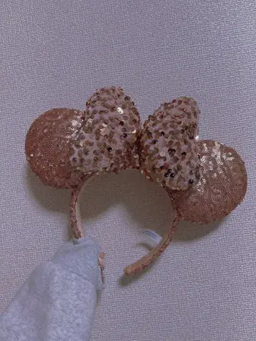 미니 마우스 스팽글 머리띠 로즈 골드 핑크