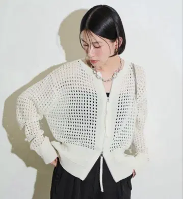 Shelly island 라메 메쉬 더블 지퍼 가디건 미사용 새상품