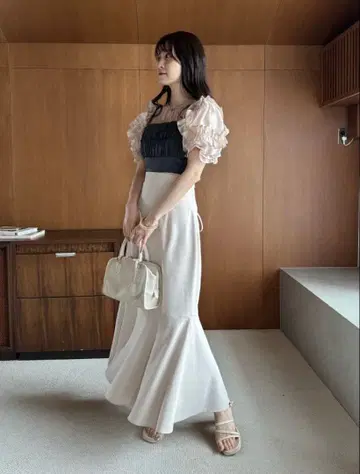 백 레이스업 머메이드 스커트