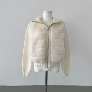 후드 부착 퍼 콤비 블루종