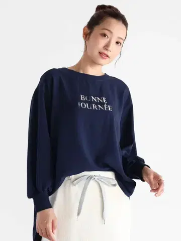 새상품 야마다야 Vin 네이비 프린트 벌룬 슬리브 셔츠