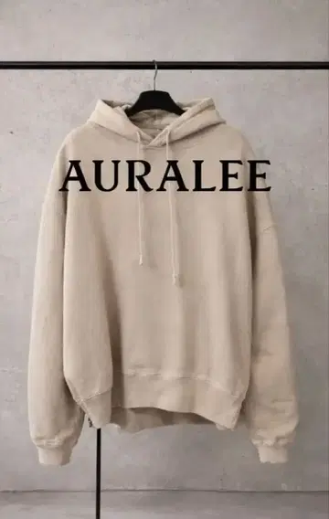AURALEE 베이지 후드티 코튼 100%