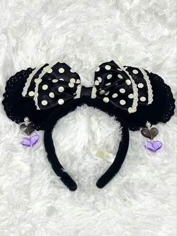 디즈니 미니 귀찌 머리띠 도트 블랙