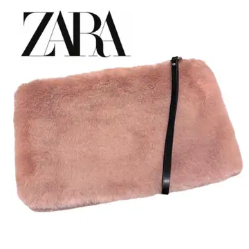 ZARA 더스티 핑크 인조 모피 클러치백
